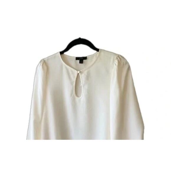 NWT J. Crew Crepe Satin Puff Sleeve Keyhole Neckline Top Blouse BL711 PXS Ivory - Picture 2 of 12
